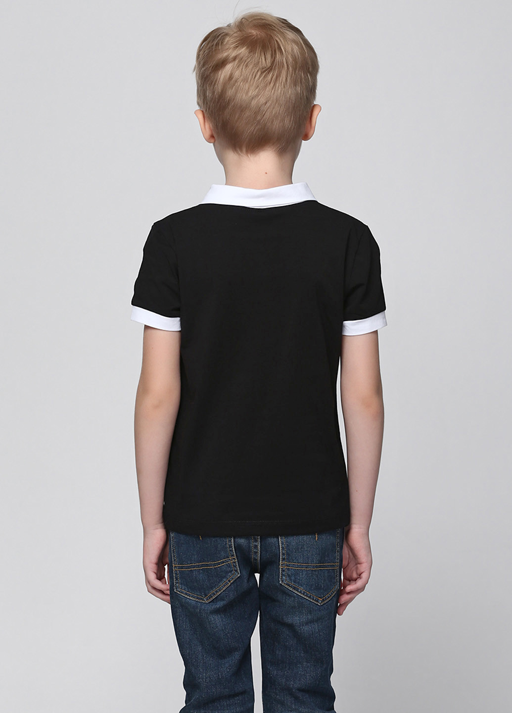 Черная детская футболка-поло для мальчика Vidoli однотонная