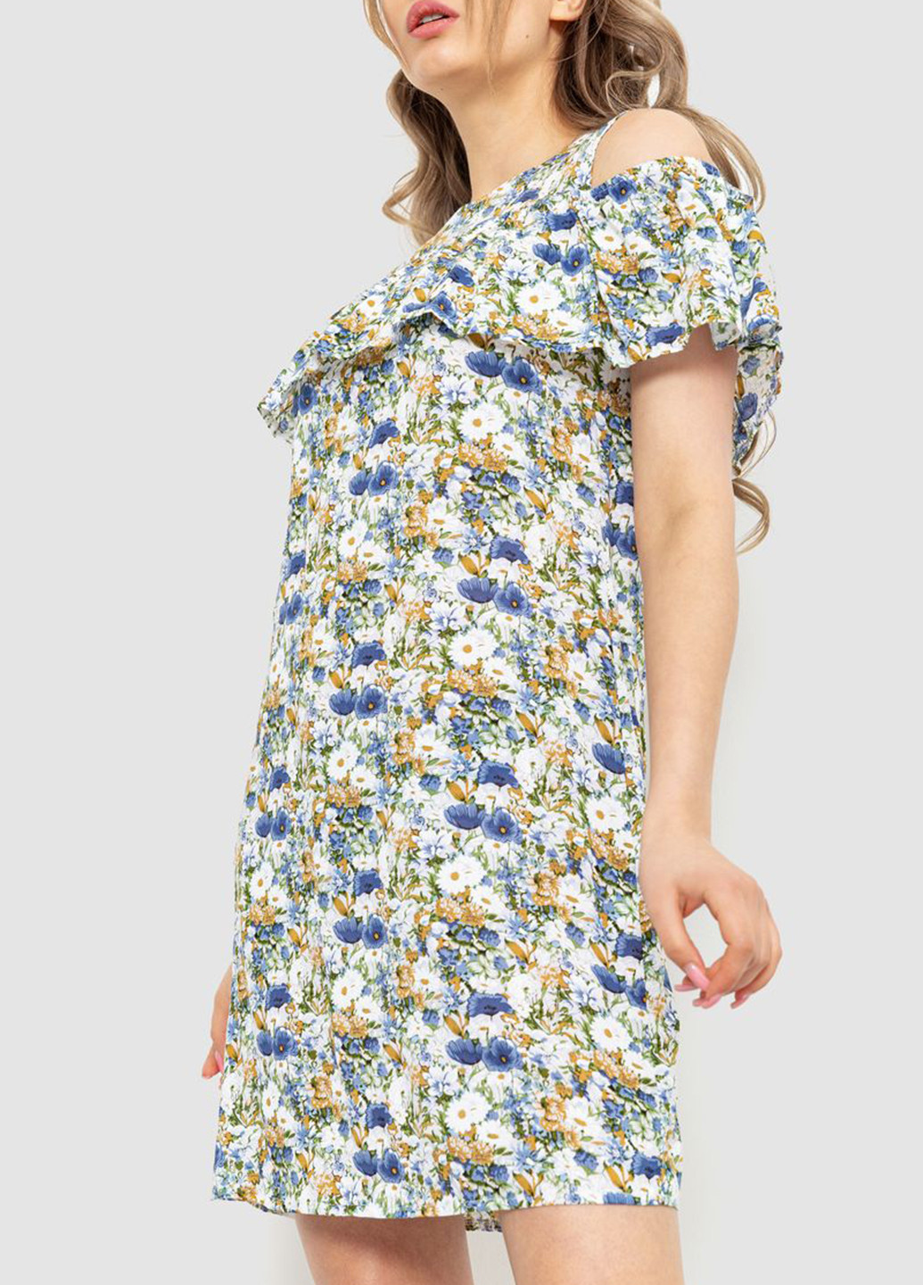 Комбинированное кэжуал платье а-силуэт, с открытыми плечами Ager с цветочным принтом