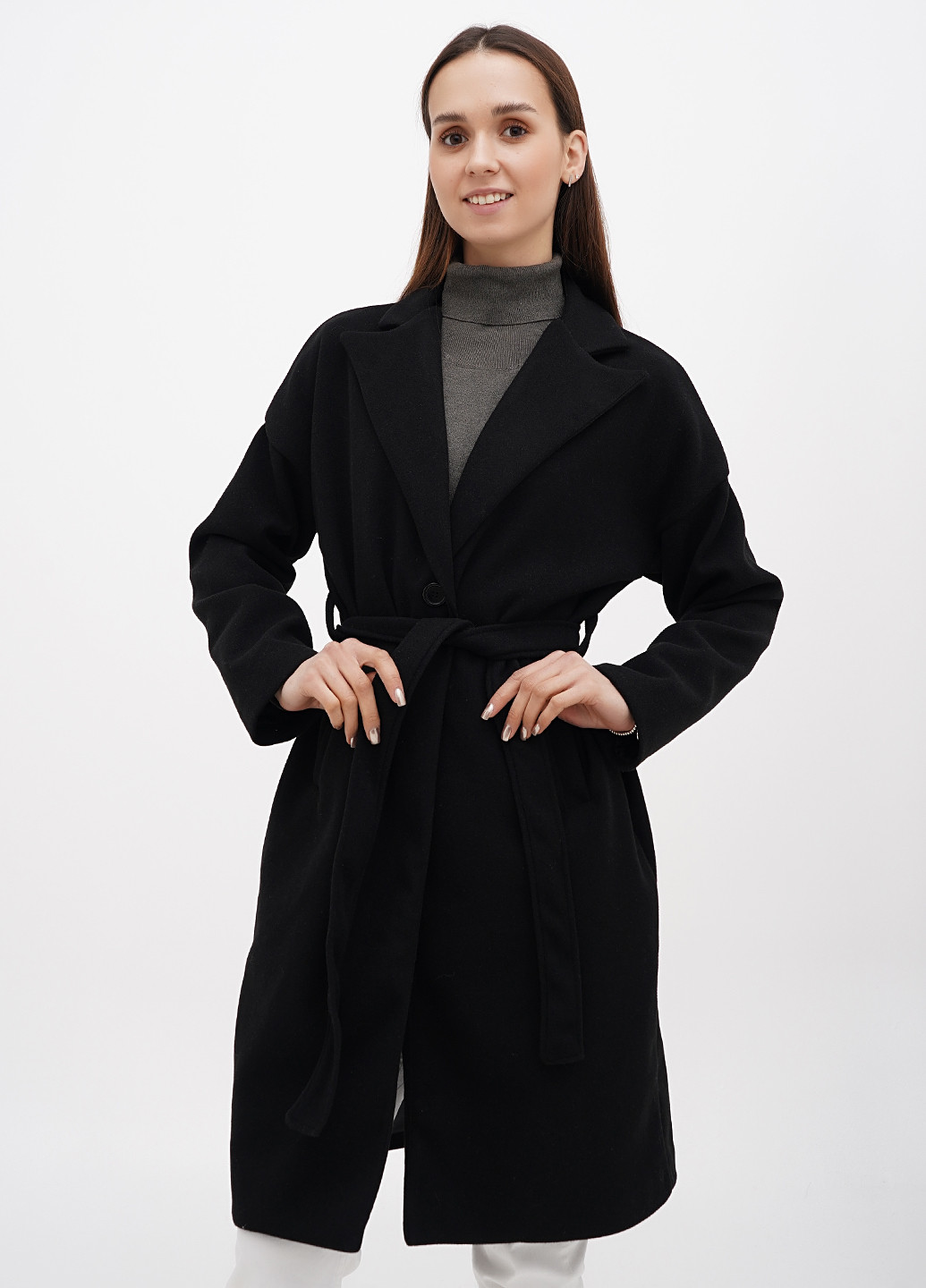 Чорне демісезонне Пальто однобортне Boohoo