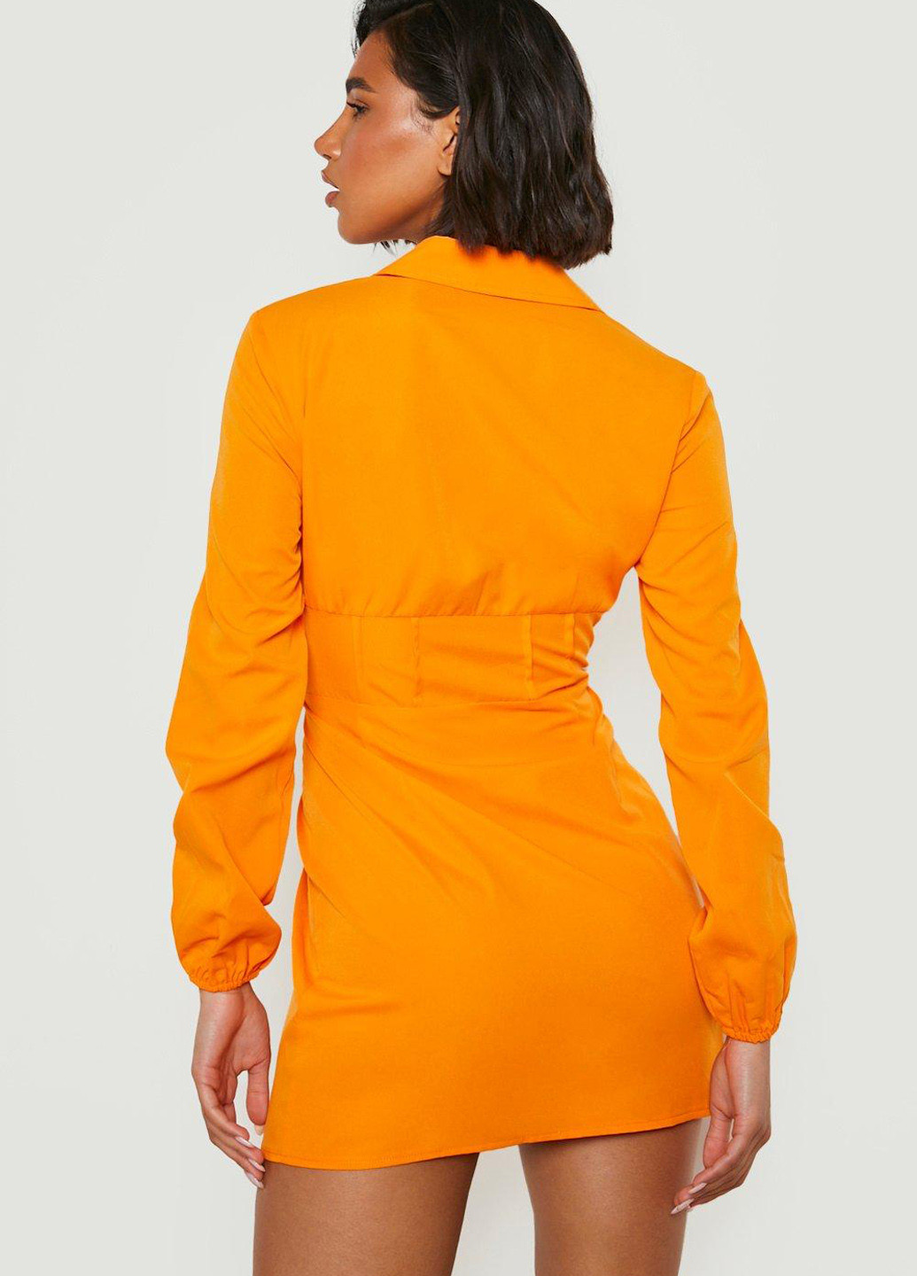 Оранжевое кэжуал платье рубашка Boohoo однотонное