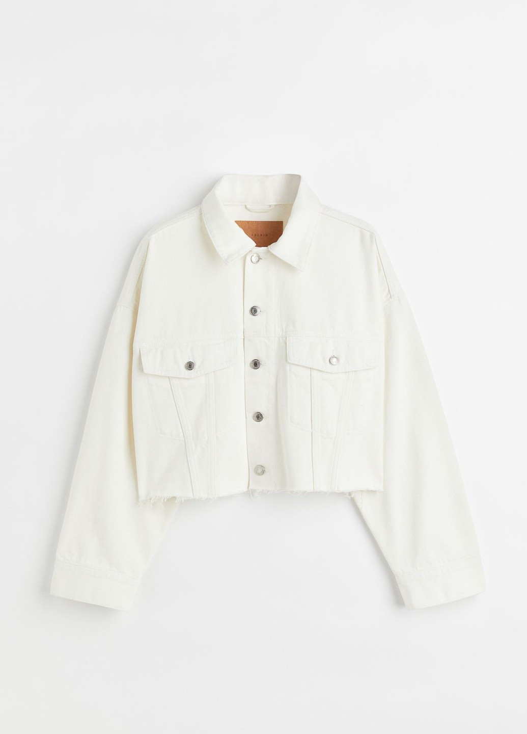 Белая летняя белая прямая джинсовая куртка H&M