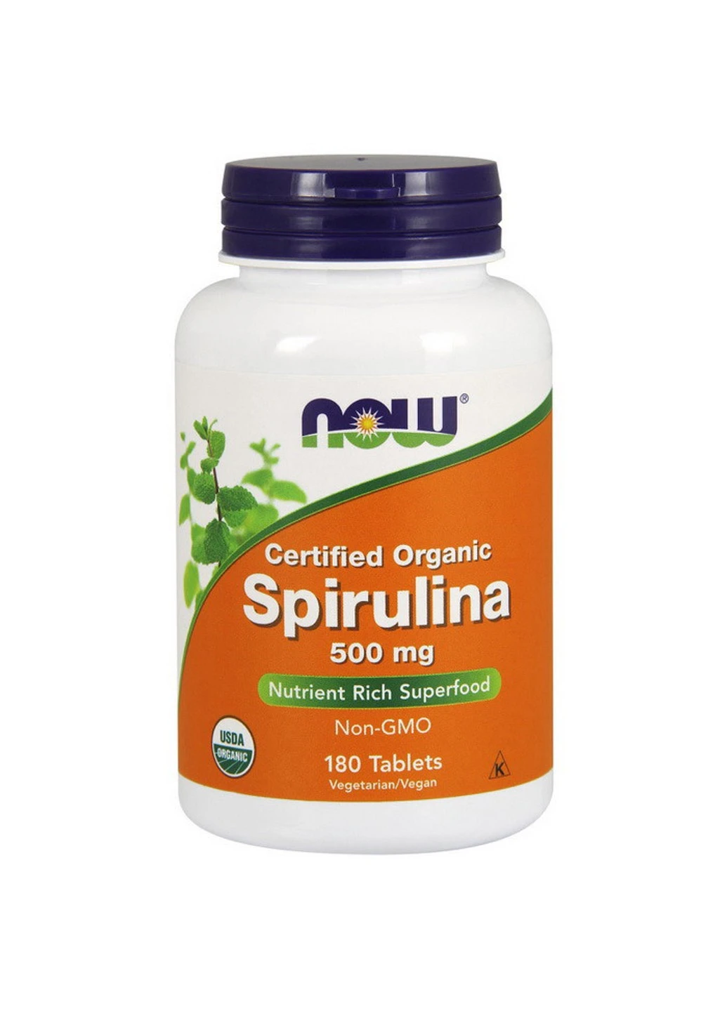 Спіруліна Spirulina 500 mg Organic (180 таб) нау фудс Now Foods (255408386)