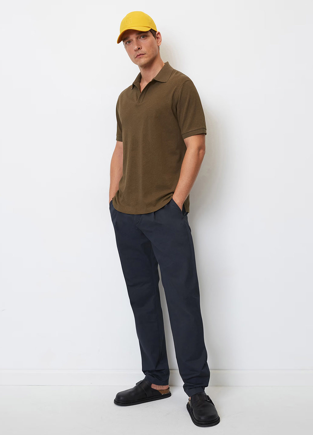 Коричневая футболка-поло для мужчин Marc O'Polo однотонная