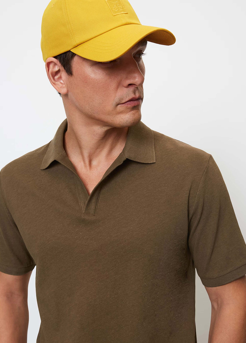 Коричневая футболка-поло для мужчин Marc O'Polo однотонная