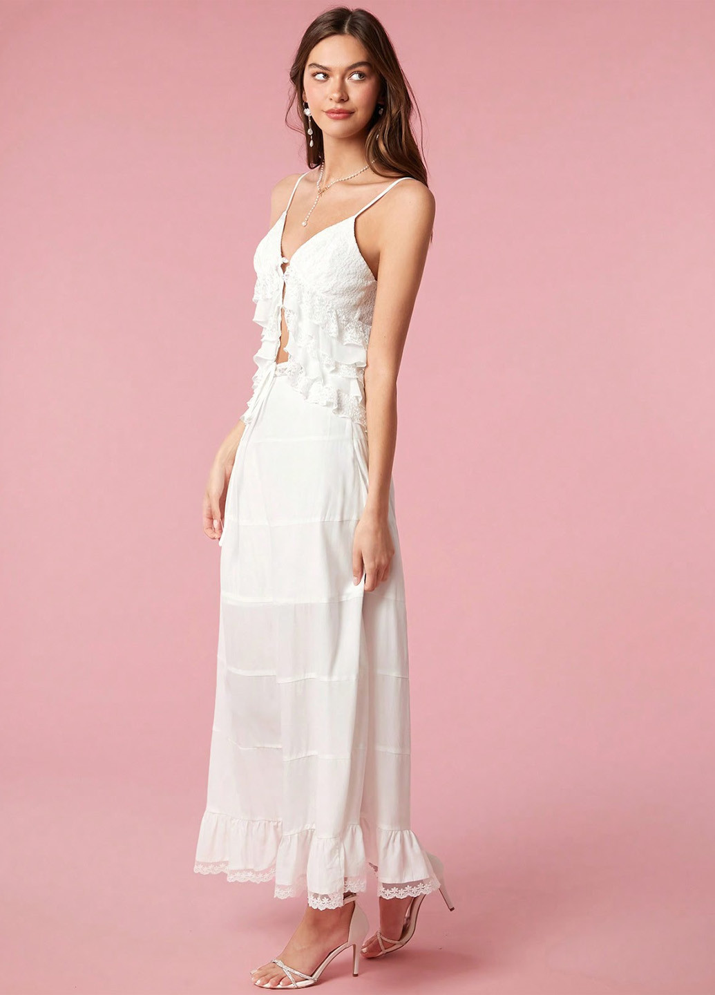 Белая кэжуал однотонная юбка SHEIN