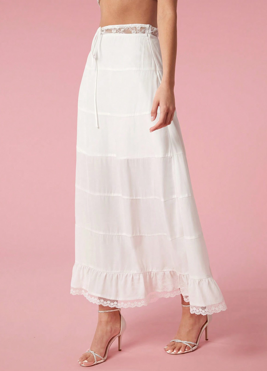 Белая кэжуал однотонная юбка SHEIN