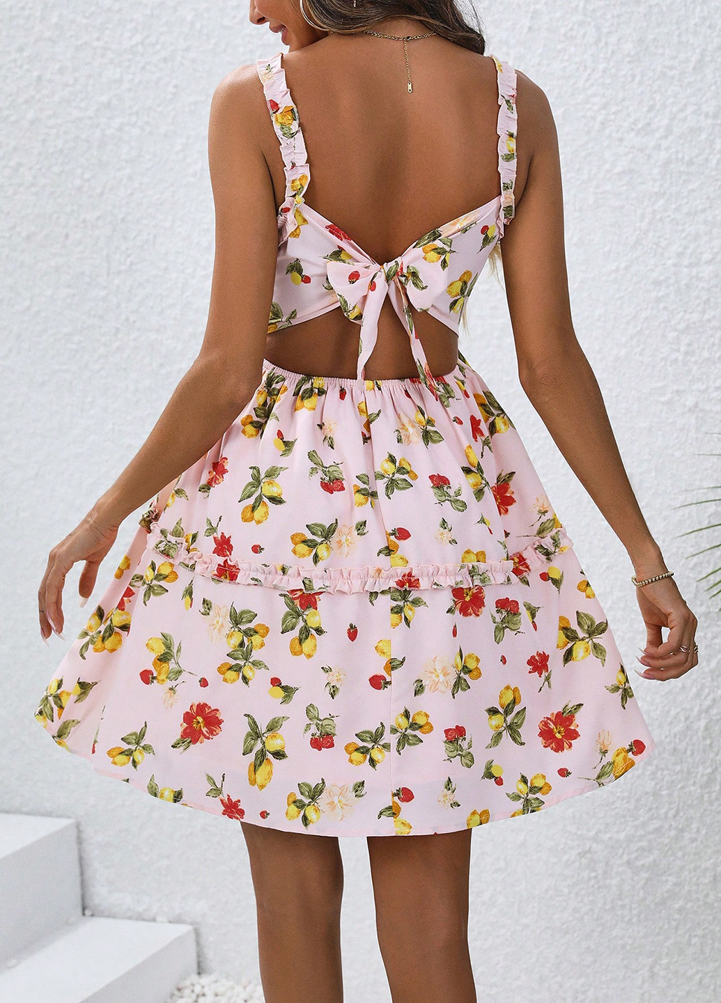 Комбинированное кэжуал платье а-силуэт SHEIN с цветочным принтом