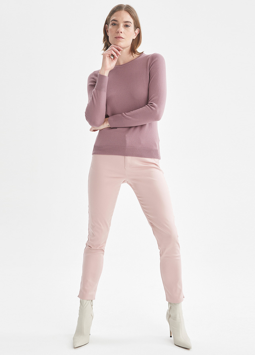 Розово-лиловый демисезонный свитер джемпер DeFacto