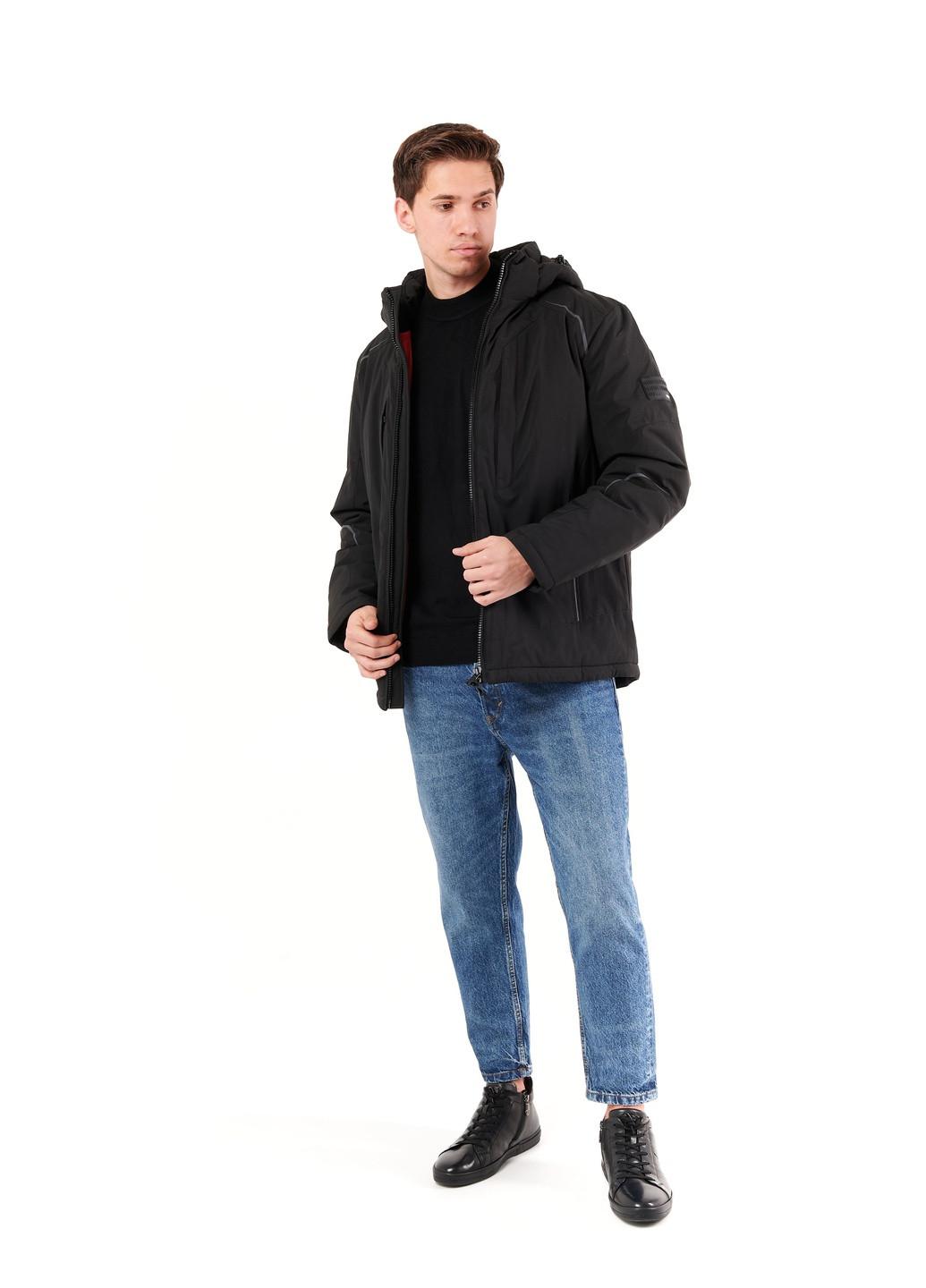 Чорна зимня стильна чоловіча куртка Black Vinyl