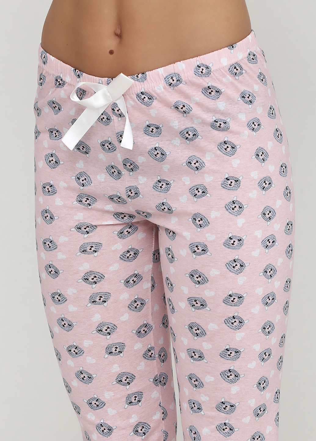 Світло-рожевий демісезонний комплект (лонгслив, брюки, маска для сна) Stil Moda Pijama