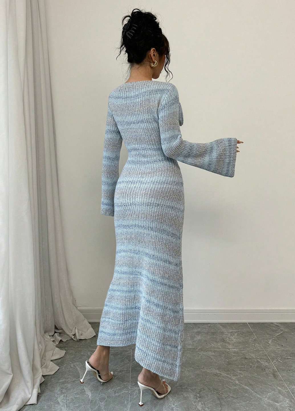 Синя кежуал сукня сукня светр SHEIN з градієнтом