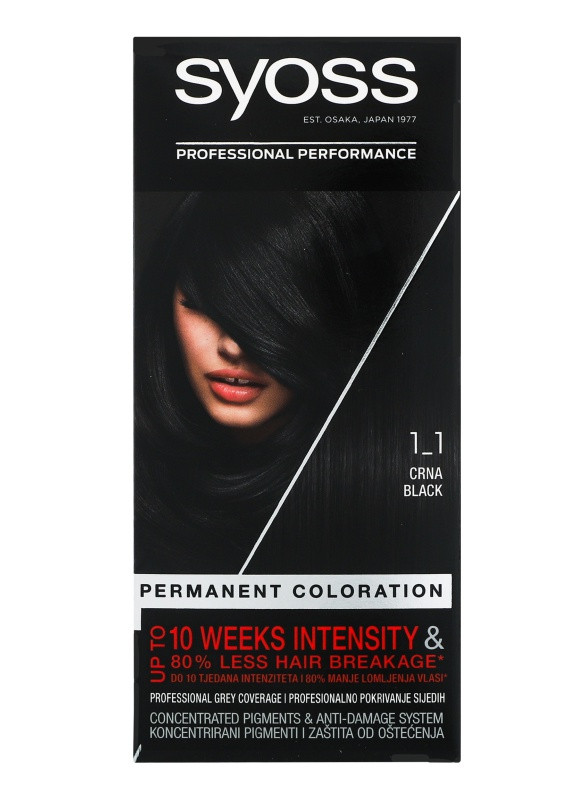 Стійка фарба для волосся Permanent coloration 1-1 Чорний Syoss (213041600)