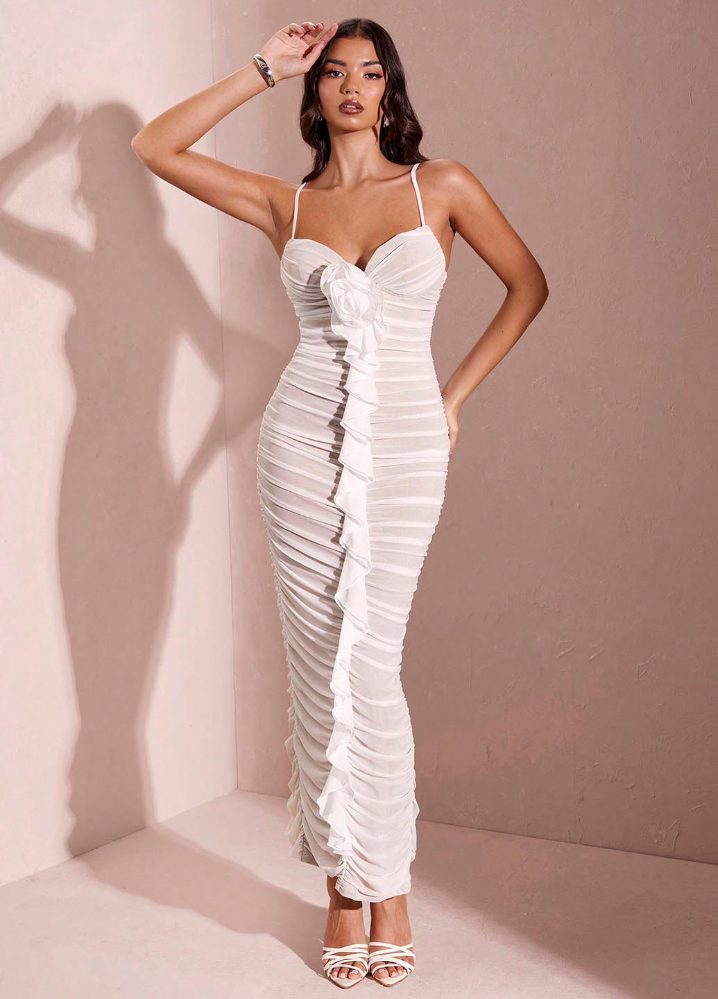 Білий святковий, вечірня сукня силуетна SHEIN однотонна