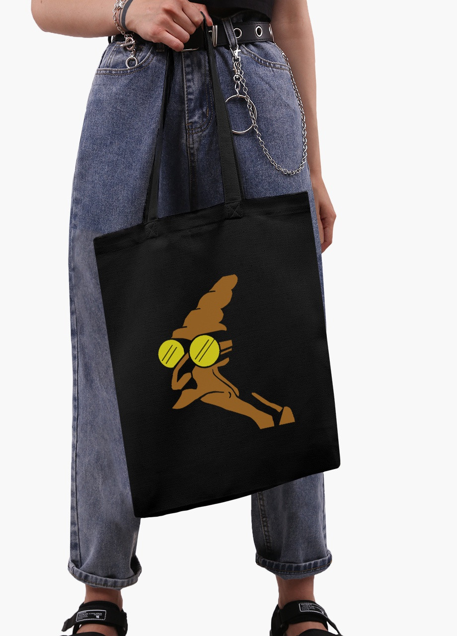 Еко сумка шоппер чорна Професор Фарнсворт Футурама (Farnsworth Futurama) на блискавці (9227-1996-BKZ) MobiPrint (236265323)