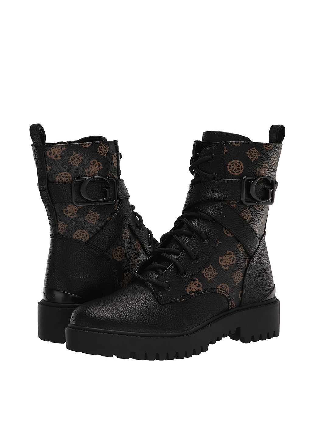 Осенние ботинки Guess на тракторной подошве, с пряжкой, со шнуровкой из искусственной кожи