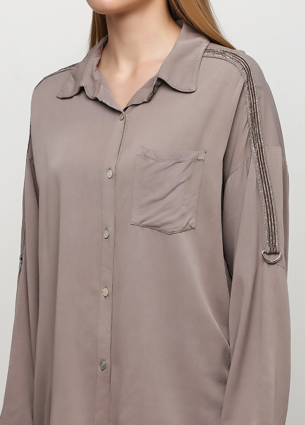Темно-бежевая кэжуал рубашка однотонная New Collection