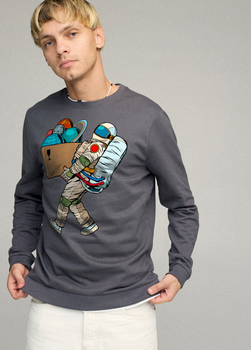 Темно-серый свитшот мужской basic /no flis/ YAPPI (252258266)