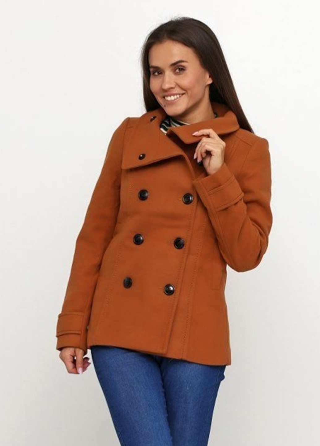 Песочное Кэжуал полупальто двубортное H&M однотонное