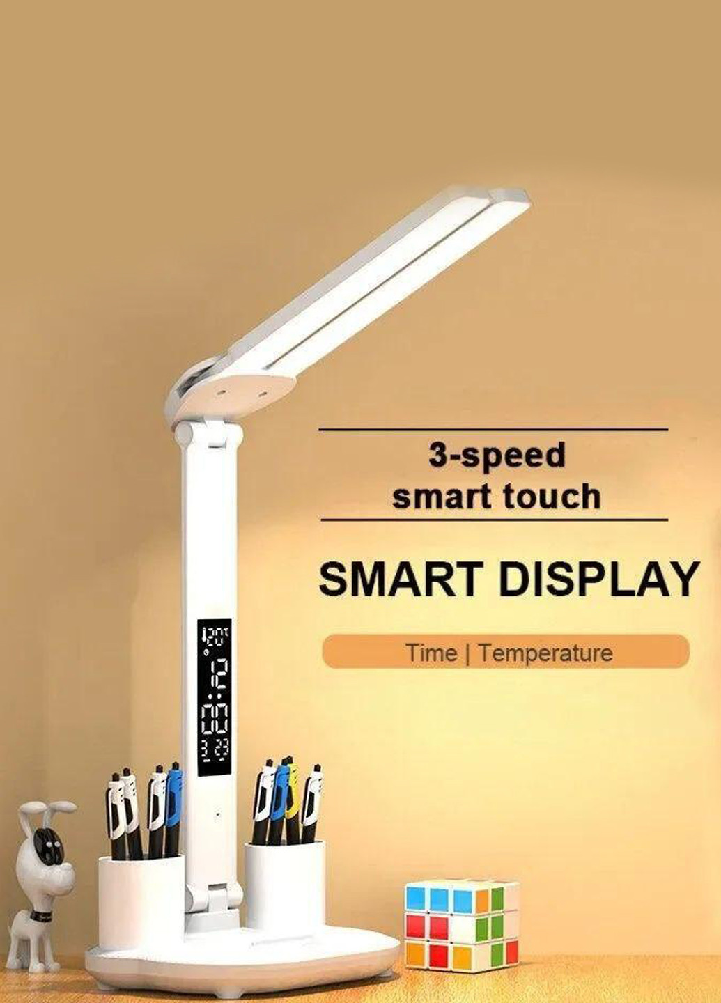Світлодіодна настільна usb лампа з дисплеєм і вбудованим акумулятором No Brand (300514901)