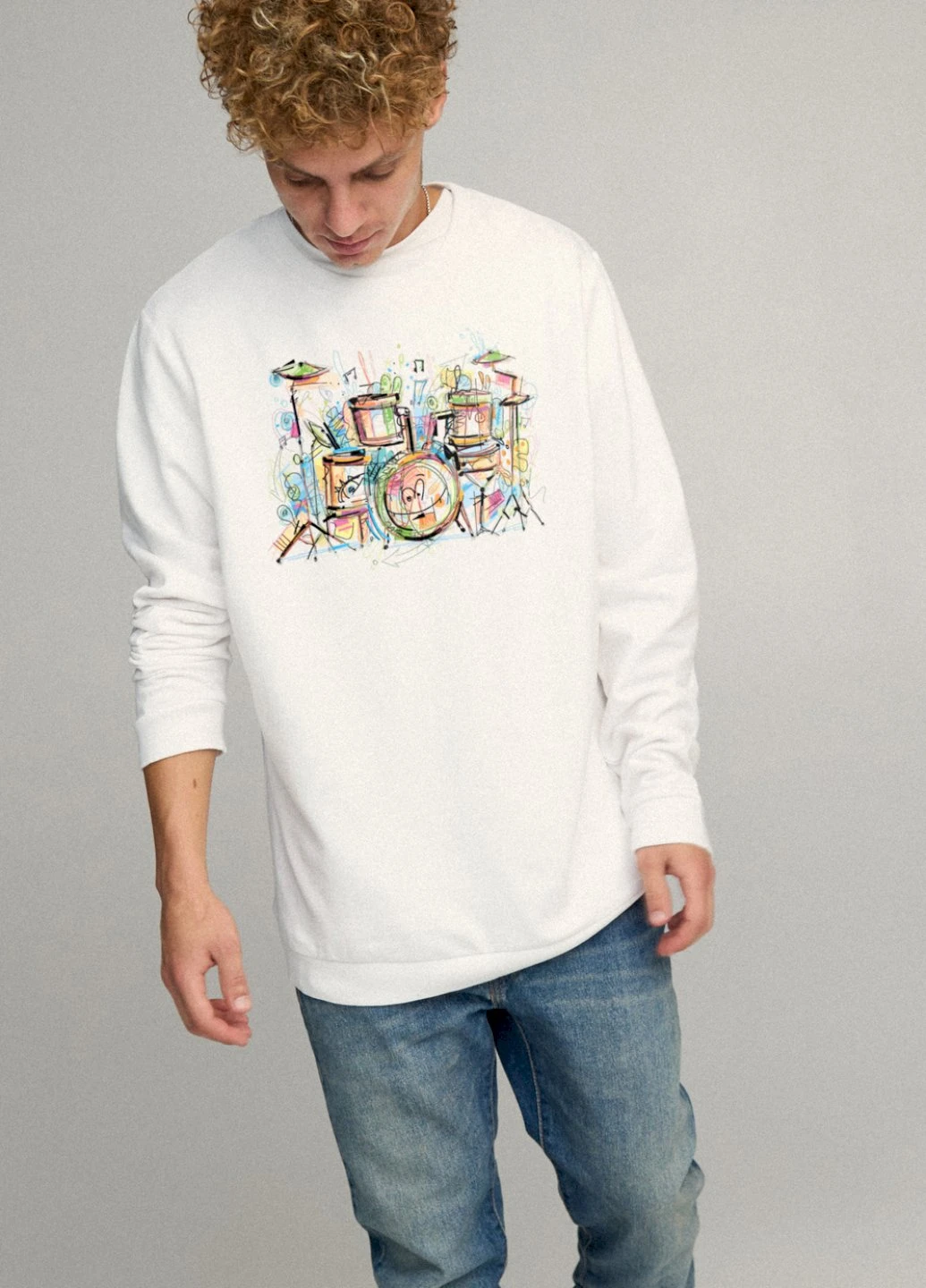 Білий свитшот мужской oversize /no flis/ YAPPI малюнок (254557383)
