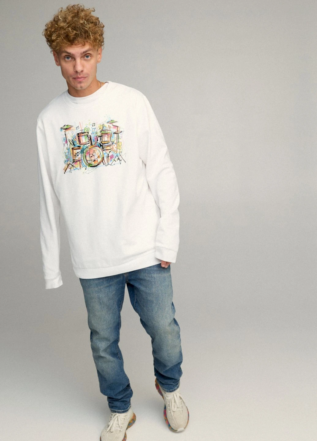 Білий свитшот мужской oversize /no flis/ YAPPI малюнок (254557383)