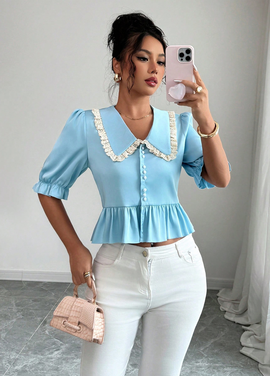 Блакитна блуза SHEIN