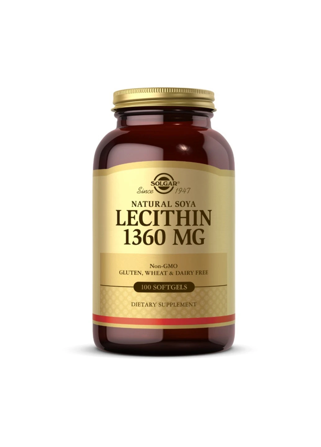 Лецитин Lecithin 1360 mg natural soya 100 капсул Solgar (255409418)