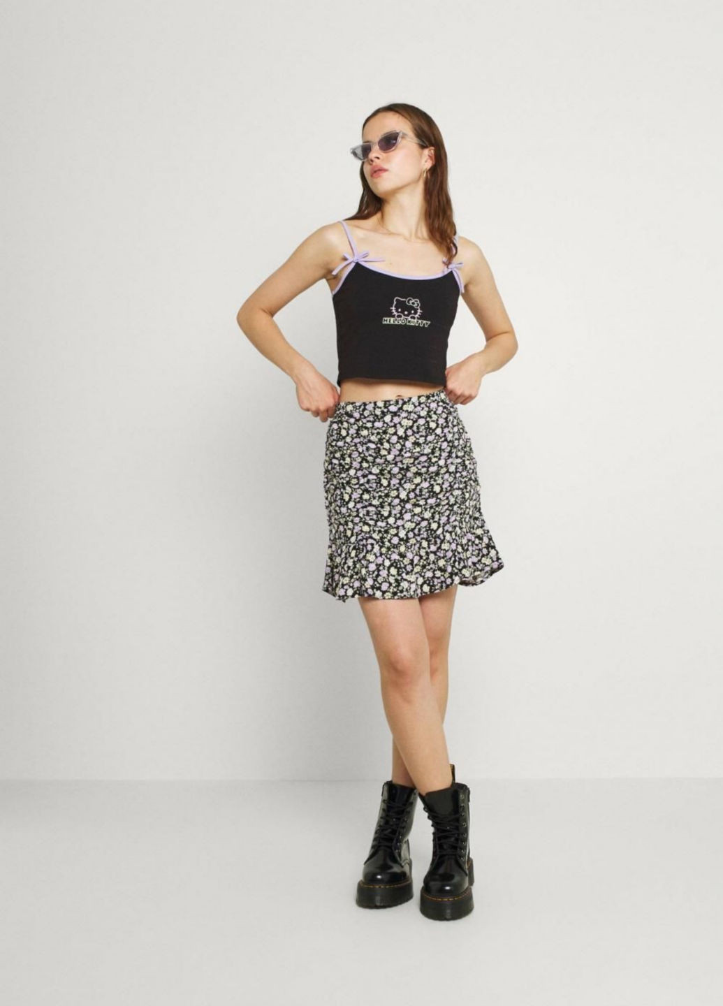 Разноцветная кэжуал цветочной расцветки юбка Hollister клешированная