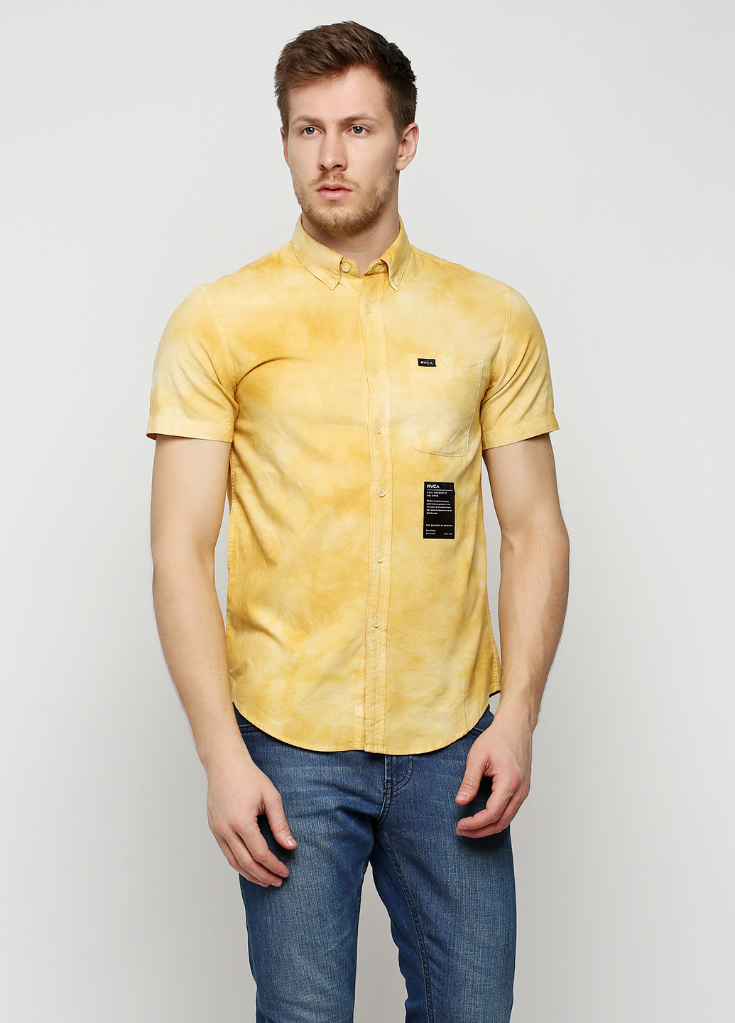 Желтая кэжуал рубашка меланж RVCA с коротким рукавом
