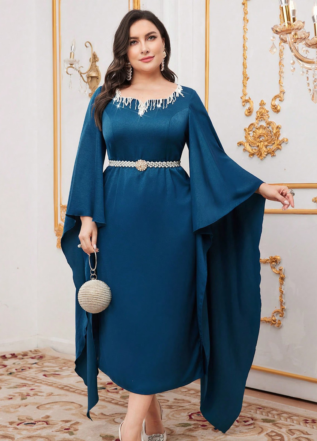 Синя вечірня сукня SHEIN однотонна