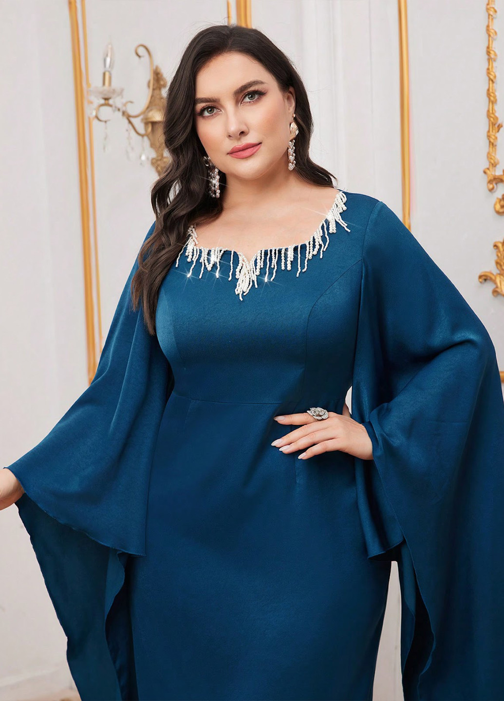 Синя вечірня сукня SHEIN однотонна