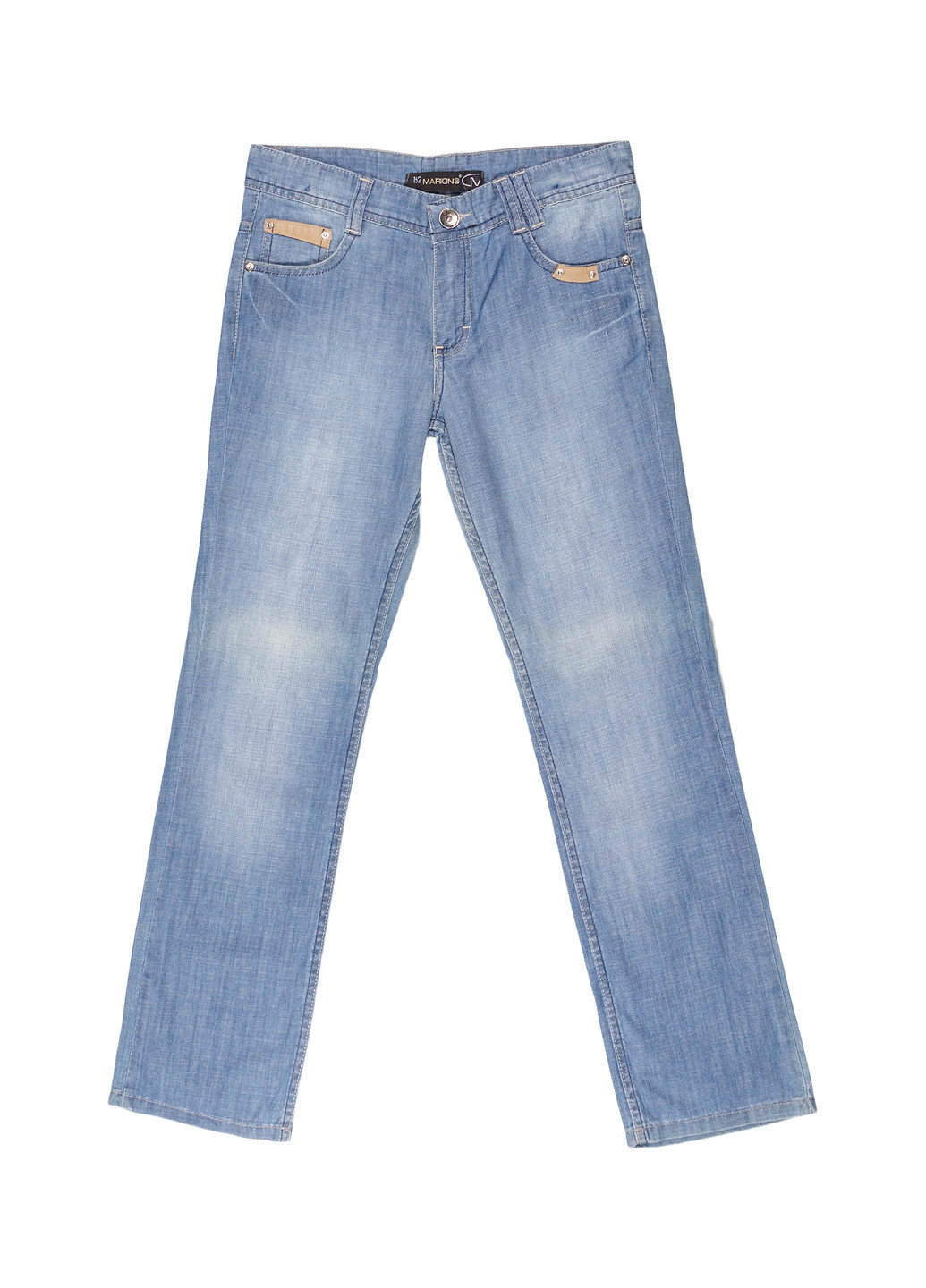Джинси Marions прямі однотонні блакитні джинсові бавовна