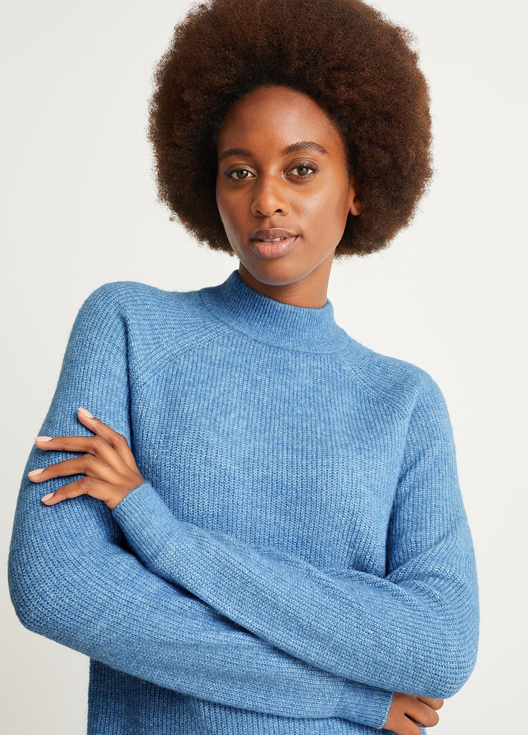 Голубое кэжуал платье платье-свитер C&A однотонное