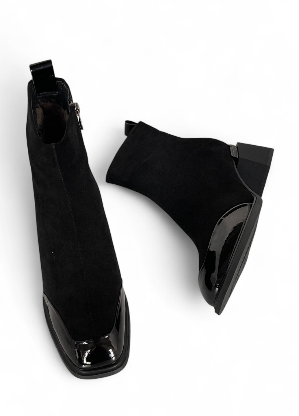 Зимние ботинки Melanda.M лаковые из натуральной замши