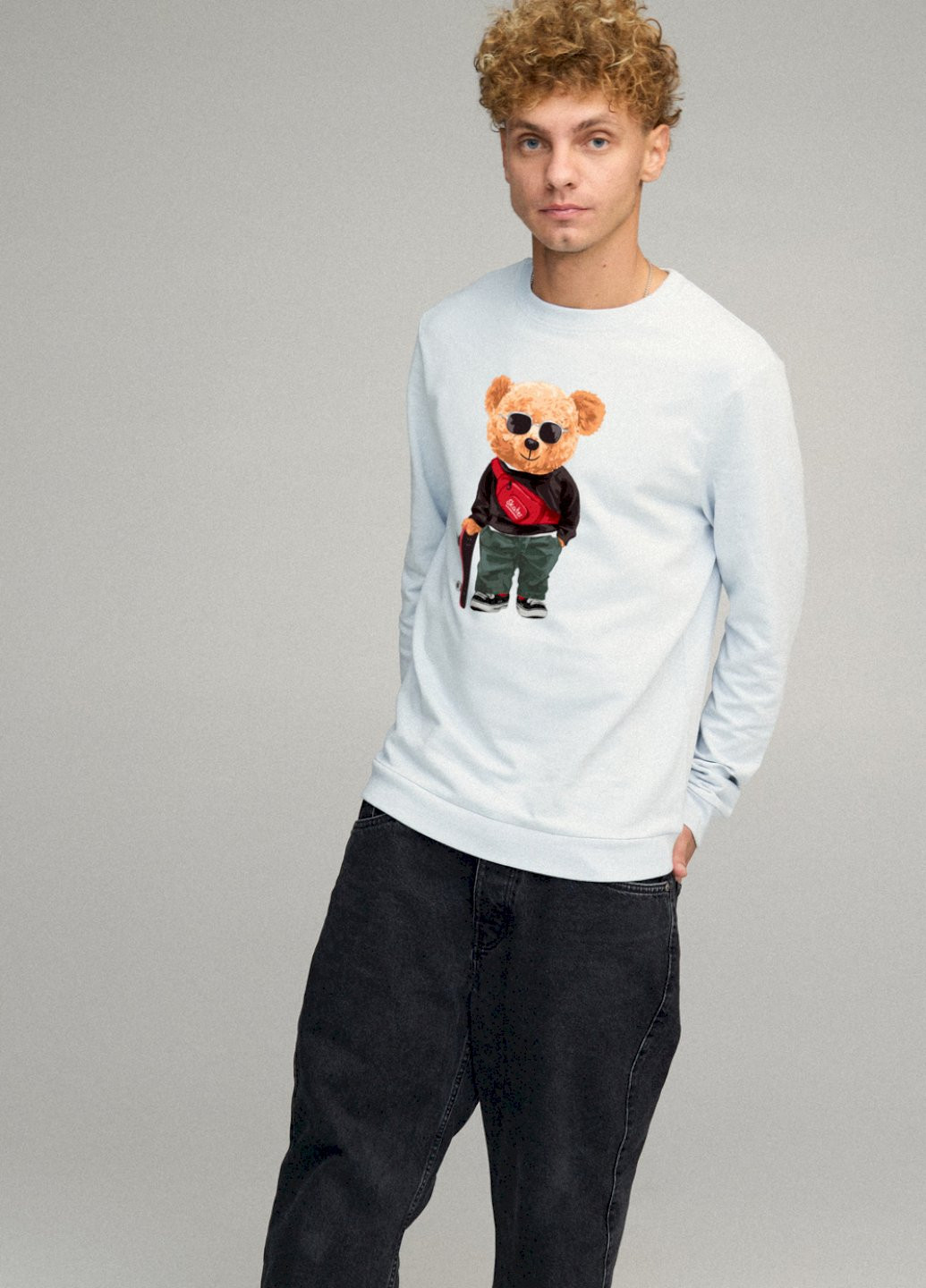 Светло-голубой свитшот мужской basic /no flis/ YAPPI (252258786)