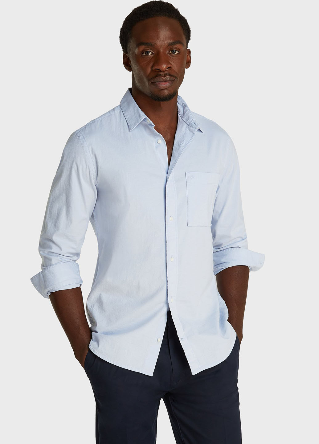 Голубой классическая, кэжуал рубашка однотонная Calvin Klein