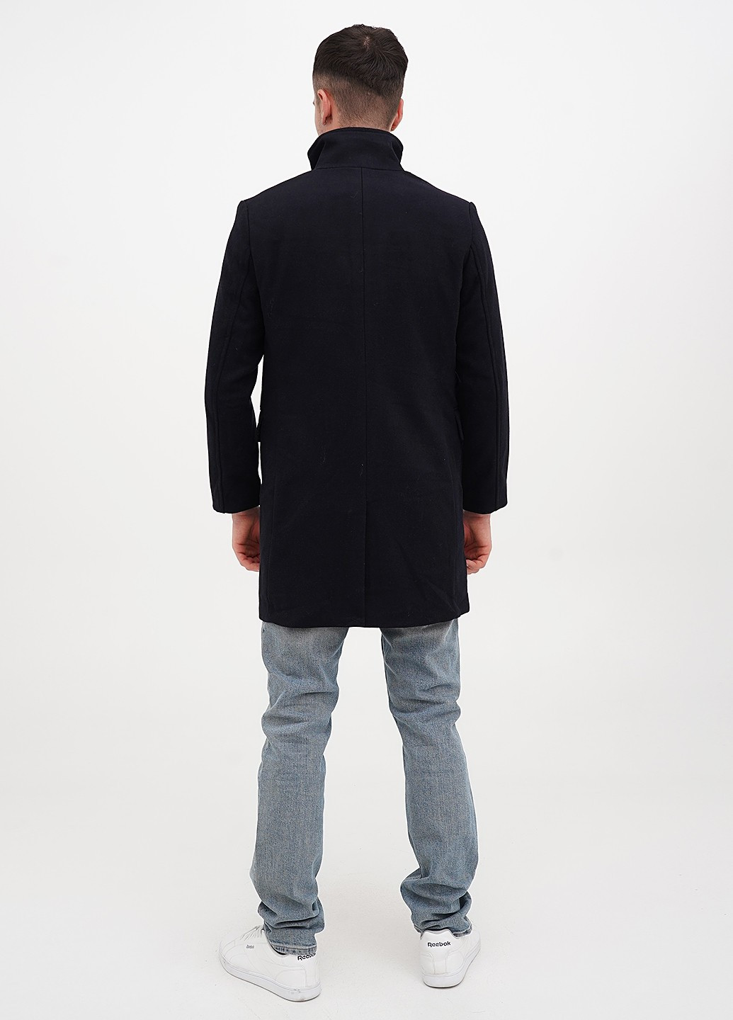 Темно-синее демисезонное Пальто однобортное H&M