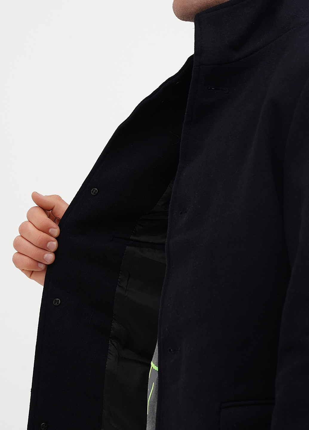 Темно-синее демисезонное Пальто однобортное H&M