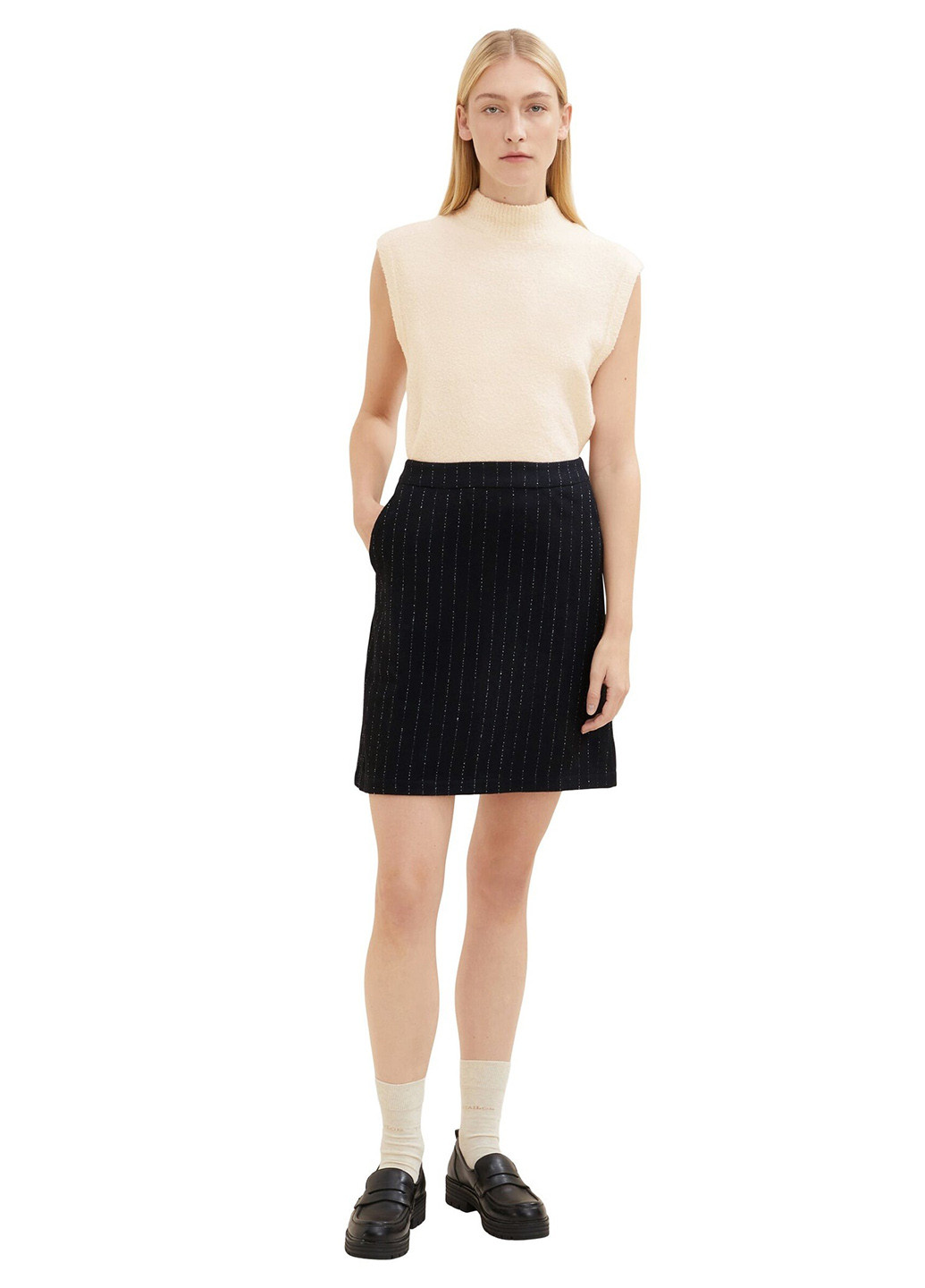 Черная кэжуал в полоску юбка Tom Tailor карандаш