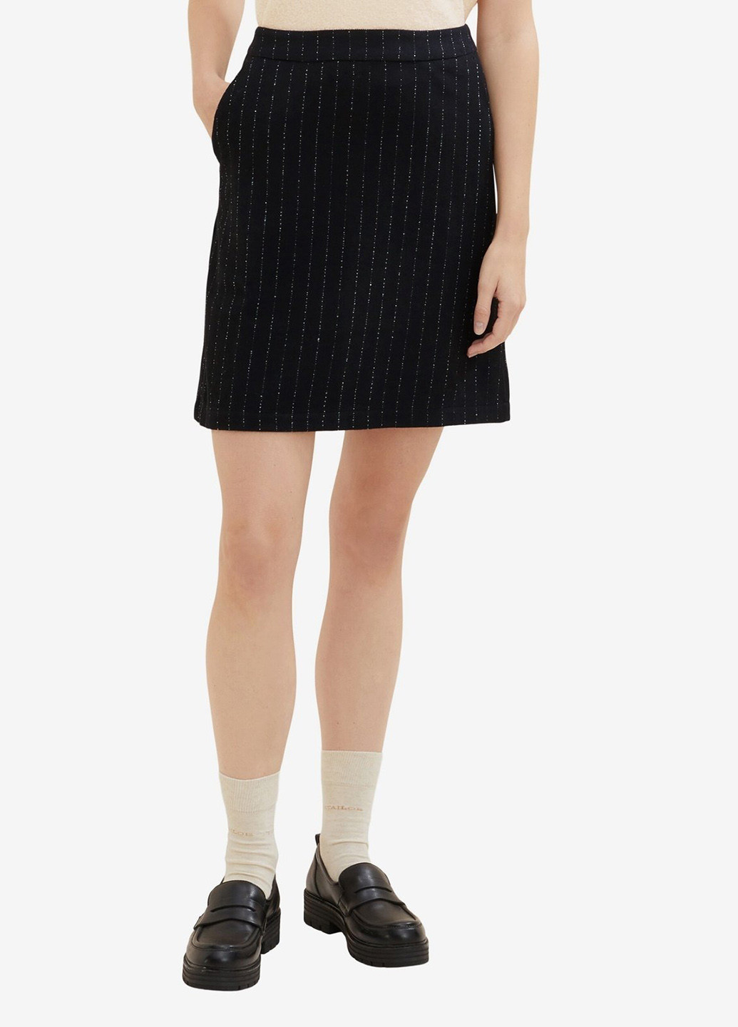 Черная кэжуал в полоску юбка Tom Tailor карандаш