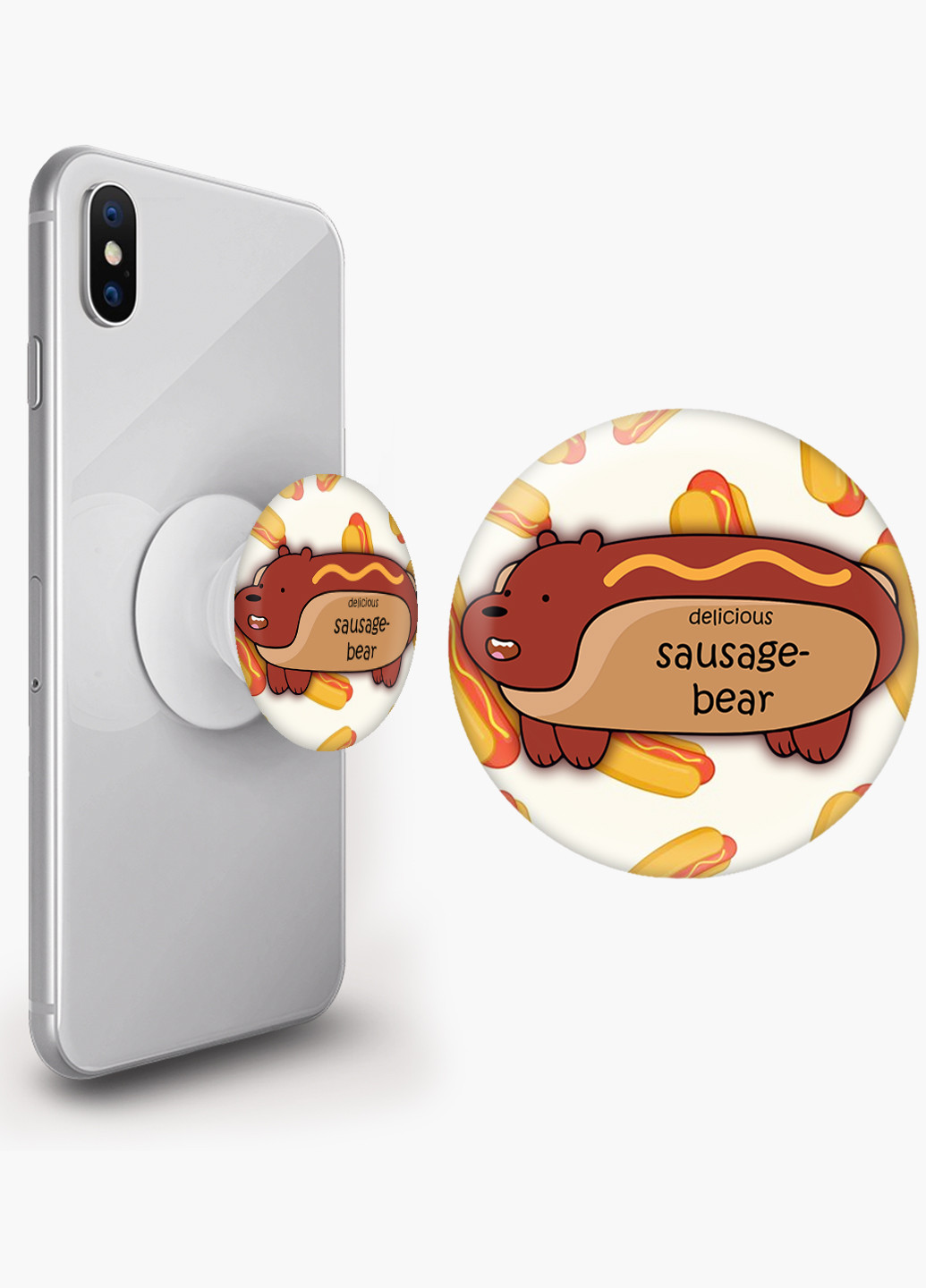 Попсокет (Popsockets) держатель для смартфона Вся правда о медведях (We Bare Bears) (8754-2906) Черный MobiPrint (229014717)