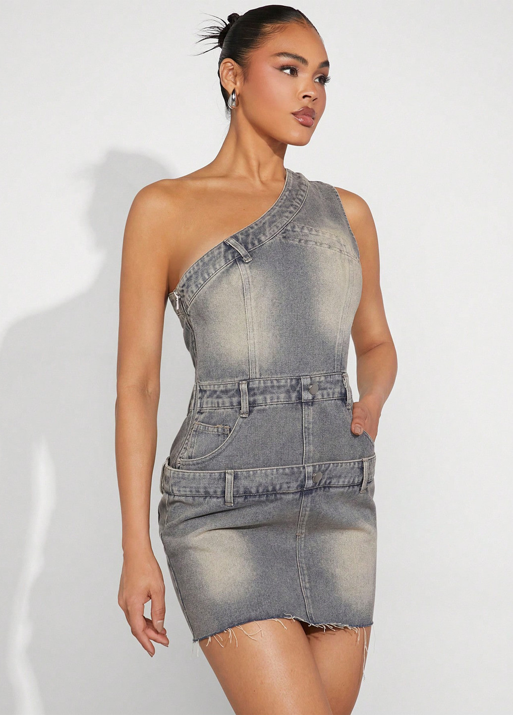 Серо-синее вечернее, джинсовое, кэжуал платье силуэтная SHEIN варенка