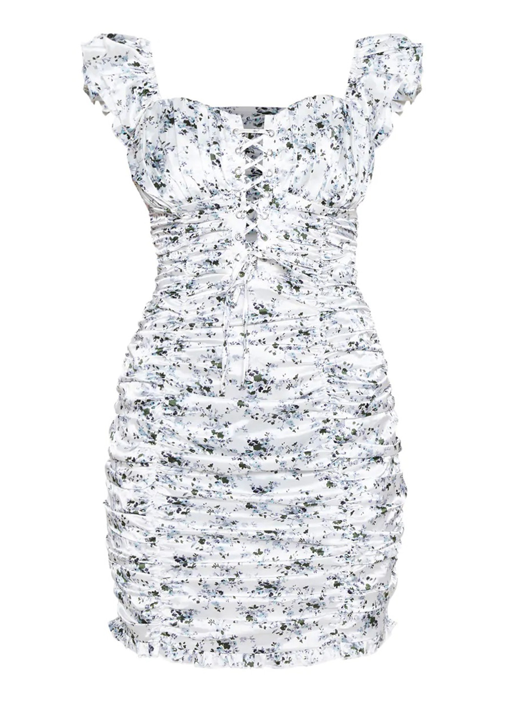 Белое кэжуал платье с открытой спиной, футляр PrettyLittleThing с цветочным принтом