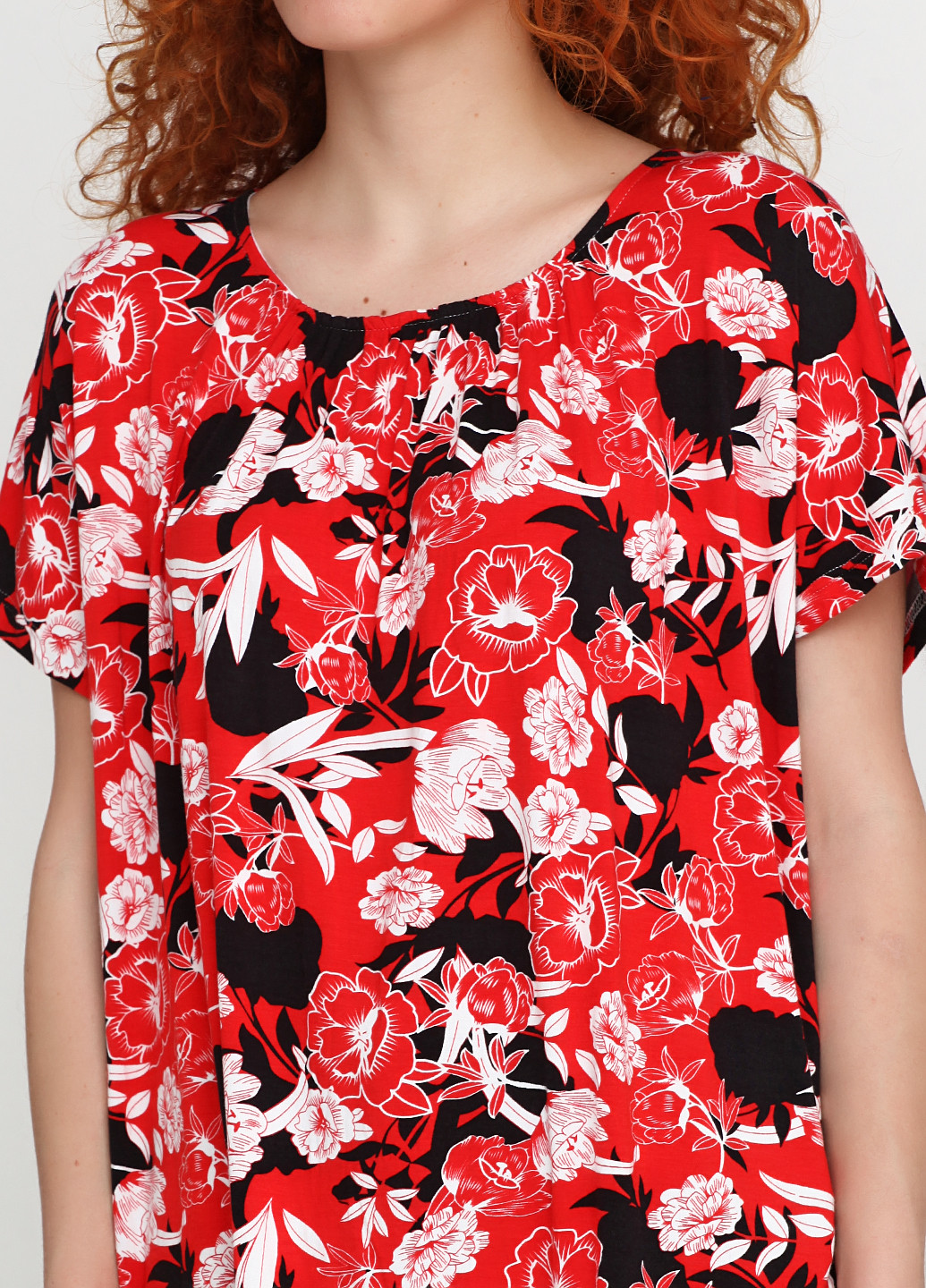 Туника Adia Fashion с коротким рукавом цветочная красная кэжуал