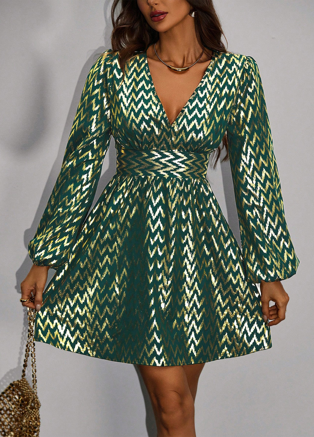 Зелена кежуал сукня кльош SHEIN з геометричним візерунком