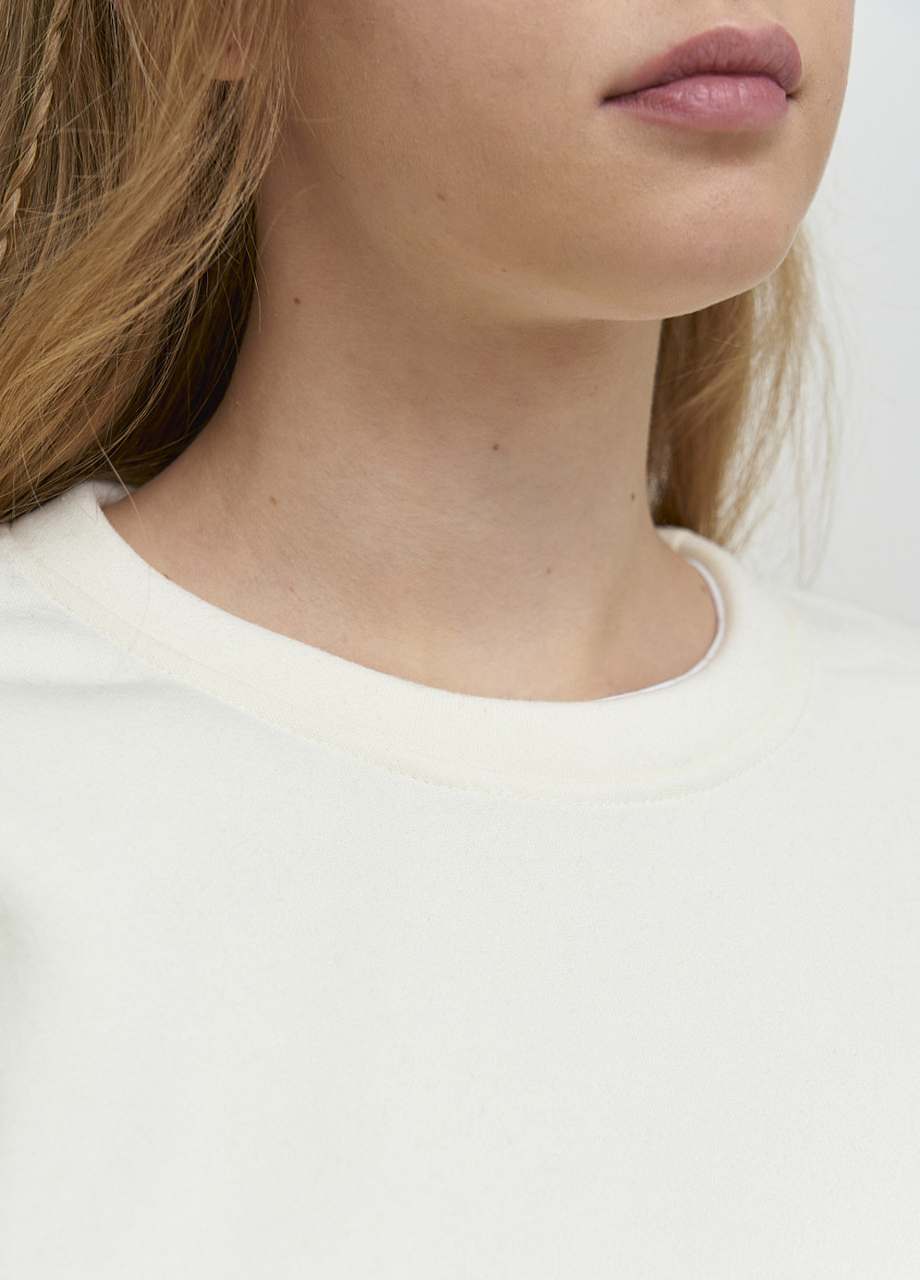KASTA design свитшот женский на флисе однотонный молочный кэжуал полиэстер, флис