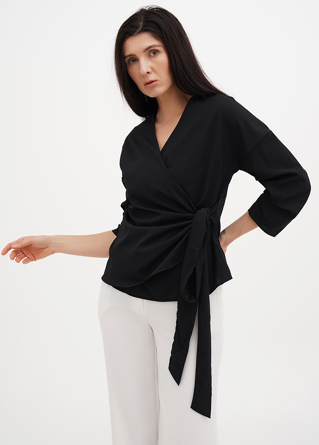 Чёрная блуза на запах Zara