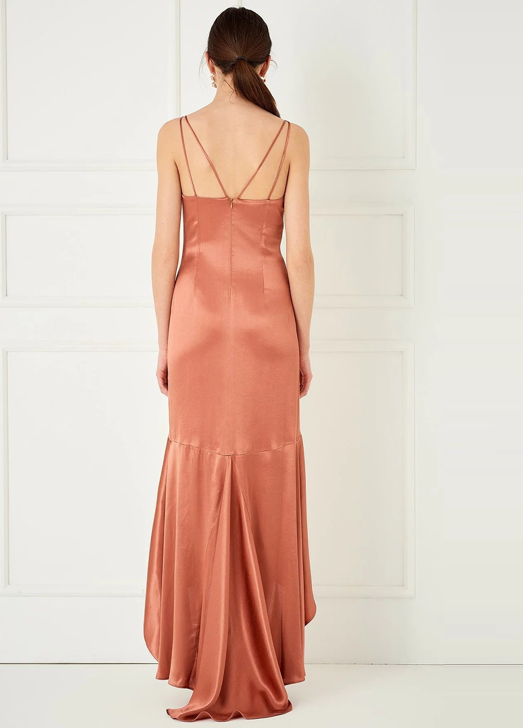 Персикова вечірня плаття, сукня годе, з відкритою спиною NA-KD однотонна