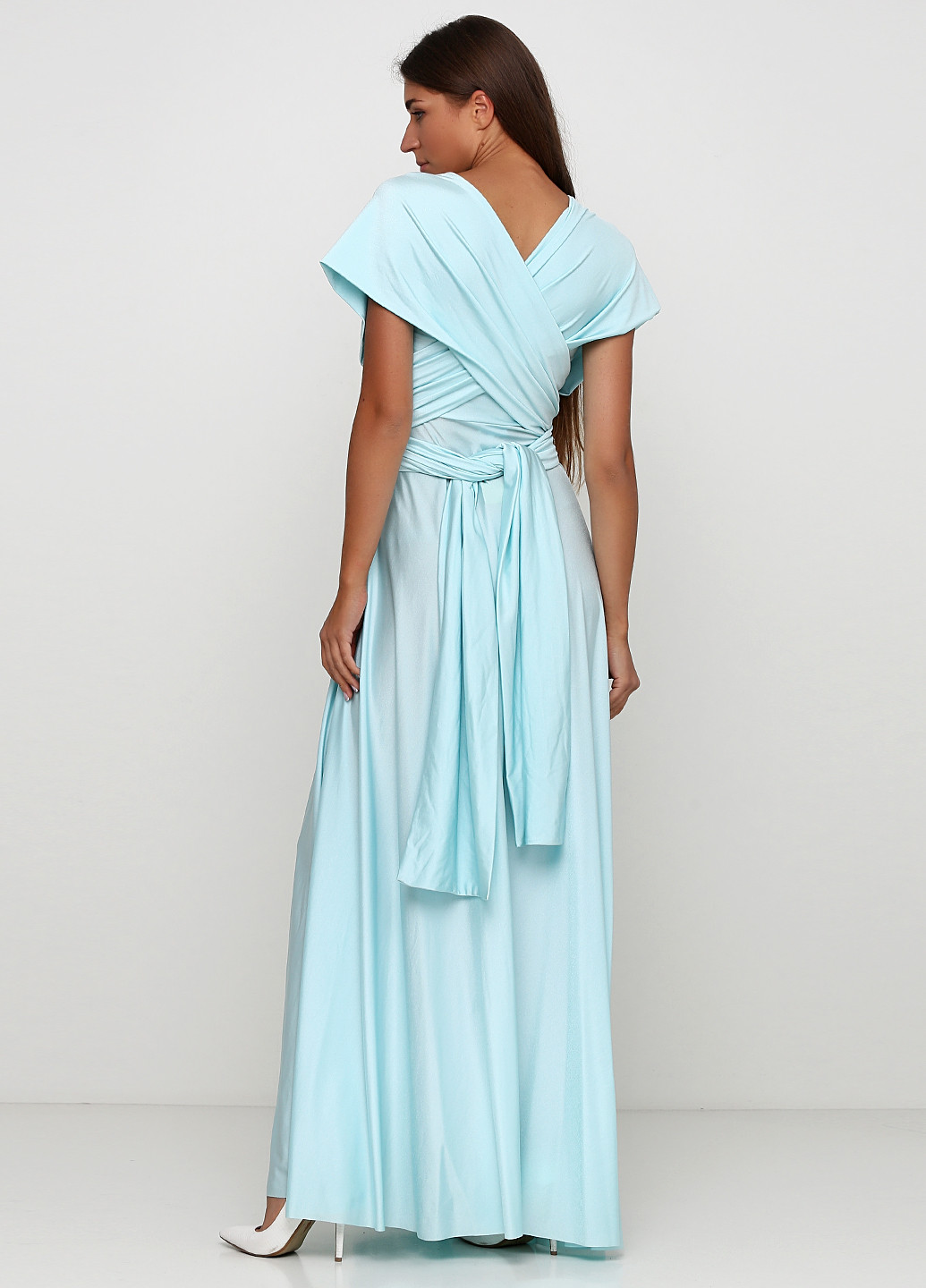 Блідо-блакитна вечірня плаття, сукня в стилі армпір Bliss by Liz однотонна