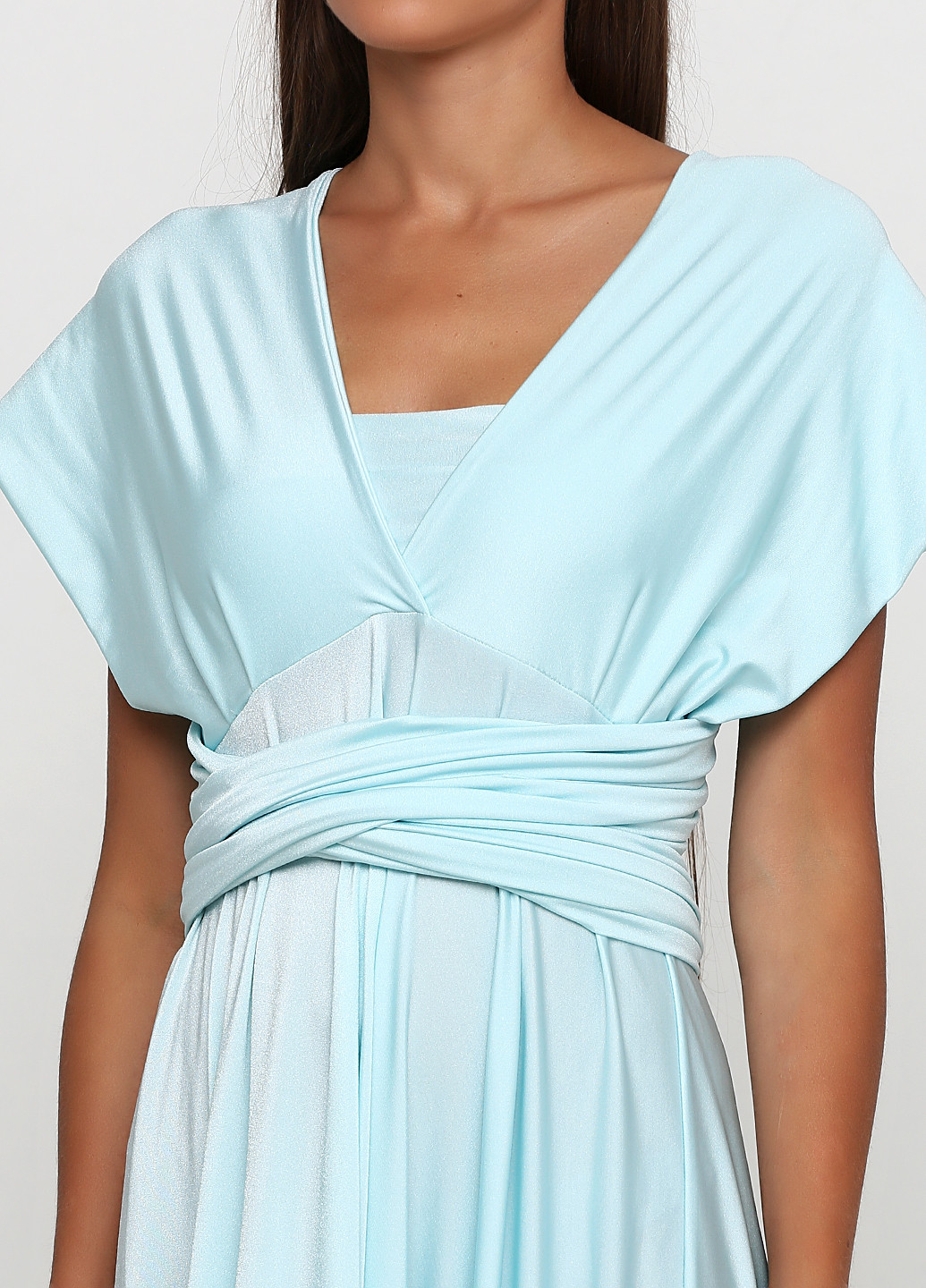 Бледно-голубое вечернее платье в стиле ампир Bliss by Liz однотонное